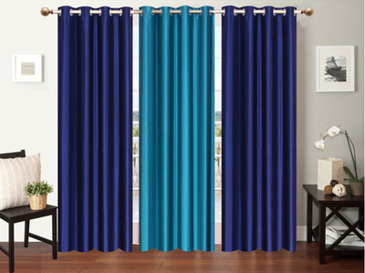 

Furnishing Zone 152 cm (5 ft) Polyester Window Curtain (Pack Of 3)(Plain, Blue)