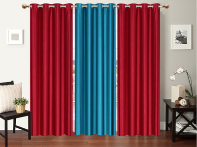 

Furnishing Zone 274 cm (9 ft) Polyester Long Door Curtain (Pack Of 3)(Plain, Maroon, Blue), Blue;maroon