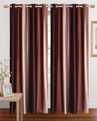 Nikunj Fabs 152.4 cm (5 ft) Polyester Semi Transparent Window Curtain (Pack Of 2)(Solid, Coffee)