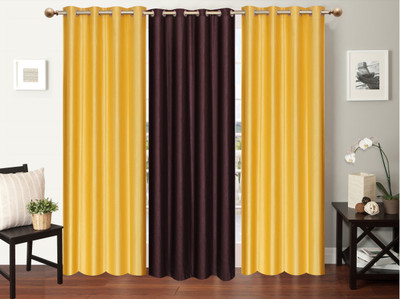

Furnishing Zone 213 cm (7 ft) Polyester Door Curtain (Pack Of 3)(Plain, Yellow, Brown), Brown;yellow