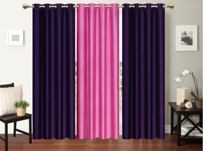 

Furnishing Zone 213 cm (7 ft) Polyester Door Curtain (Pack Of 3)(Plain, Purple, Pink), Pink;purple