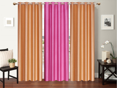 

Furnishing Zone 152 cm (5 ft) Polyester Window Curtain (Pack Of 3)(Plain, Beige, Pink)