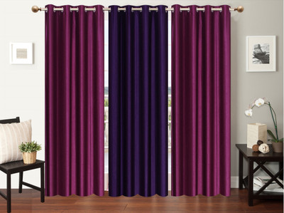 

Furnishing Zone 152 cm (5 ft) Polyester Window Curtain (Pack Of 3)(Plain, Purple, Blue), Blue;purple