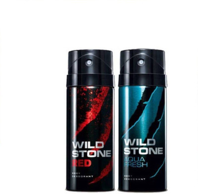 

Wild Stone Red And Aqua Fresh Deodorant Spray - For Men(300 ml, Pack of 2)