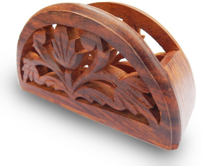 

Desi Karigar 1 Compartments Wooden Napkin Holder Stand Table Tissue Paper Rack Chilai Decorative Handicraft(Brown)