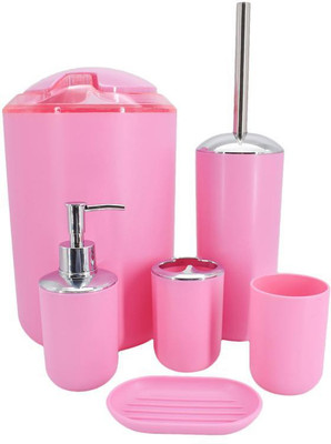 

SHOPNJAZZ Sanitary Wares Window Bath Series Bathroom Accessories Set of 6 - Pink Plastic Bathroom Set(Pack of 6)