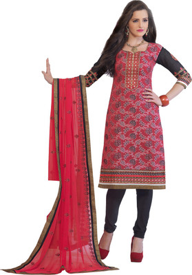 

The Four Hundred Jacquard Self Design Semi-stitched Salwar Suit Dupatta Material, Pink