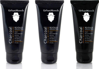 

UrbanMooch Activated Charcoal Mask for Anti-Aging, Anti-Acne, Blackheads & Skin Brightening Pack of 3(120 g)