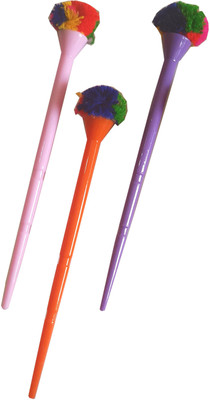 

SK Craft Designer Handcrafted Pom Pom Juda Stick-Set of 3, Juda Stick, Bun Stick, Juda Pin, Hair Pin, Hair Clip Bun Stick(Multicolor)
