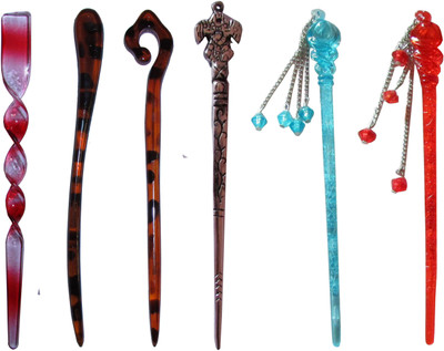 

7JUI Combo of Multi Color Juda Sticks Bun Stick(Multicolor)