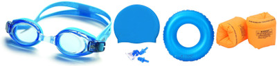 

Venom MULTICOLOR GOGGLES, CAP WITH EAR, NOSE PLUG, 80 CENTIMER TUBE & ARM FLOTS Swimming Kit