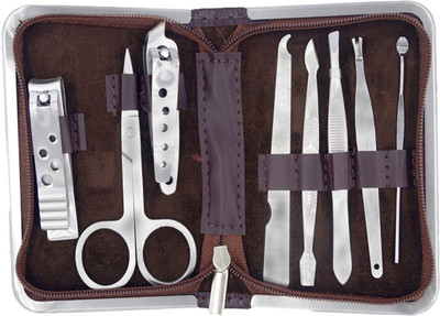 

One Personal Care 8 IN 1 Stainless Steel Travel & Manicure Grooming Kit With Leather Case(90 g, Set of 8)