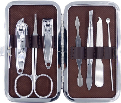 

One Personal Care 7 IN 1 Stainless Steel Travel & Manicure Grooming Kit With Leather Case(80 g, Set of 7)