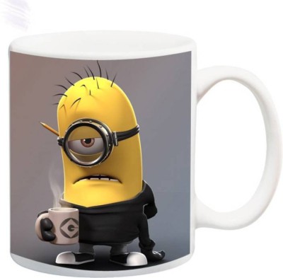 MUGKIN Minions Coffee Gift for Child Friends Cousins Brother Sister Children Kid Boy Girl on Birthday S02 Ceramic Coffee Mug(350 ml)