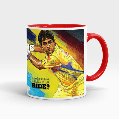 MUGKIN CSK Special Dhoni - I'm Back 2018 Inner Red Ceramic Coffee Mug(350 ml)