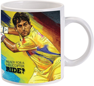 MUGKIN CSK Special Dhoni I'm back 2017 Ceramic Coffee Mug(350 ml)