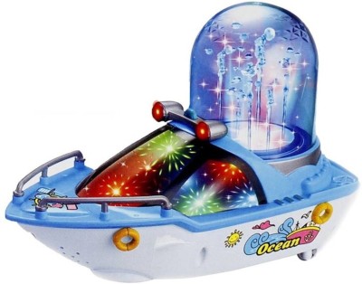 

spincart Musical Fountain Boat Toy Bump And Go Action With 4D Light And Sound For Kids (Multi Colour)(Multicolor)