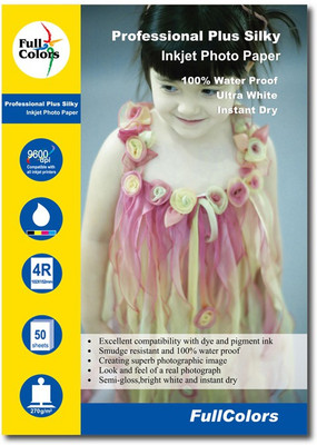 

Full Colors Professional Plus Silky Inkjet Photo Paper unruled 4R Photo Paper(Set of 1, White)