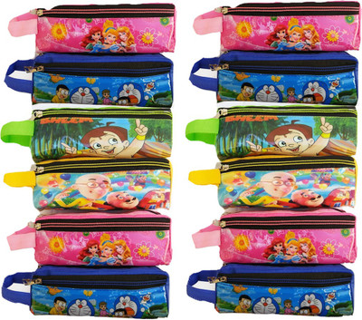 

Kieana Multicolor Cartoon Printed / Pencil Pouch / Birthday Return Gift / School Pencil Box - Pack of 12 Multicolor Art Plastic Pencil Boxes(Set of 12, Multicolor)