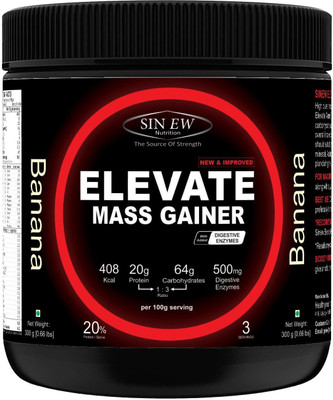 Sinew Nutrition Elevate Mass Gainer with Digestive Enzymes, 300 gm Weight Gainers/Mass Gainers(300 g, Banana) available at flipkart for Rs.249