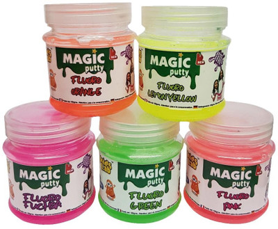 

KidsLab Magic Fluorescent Putty 500gms (pack of 5 x 100gms) Multicolor Putty Toy