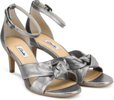 Clarks Women Silver Metallic Heels 