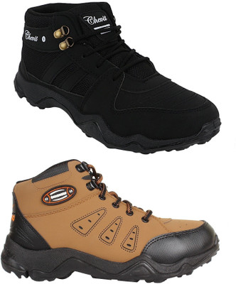 

Chevit Men's Combo Pack of 2 Sports Shoes (Running, Jogging & Gym Shoes) Casuals For Men(Multicolor, Black::beige