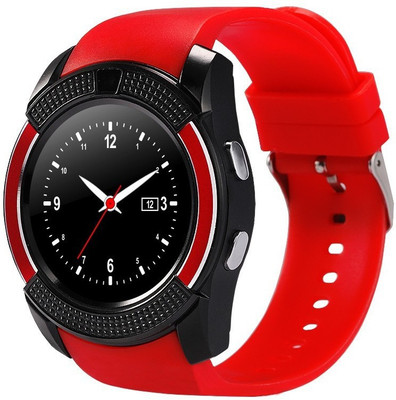 

MOBILE FIT V9 Smart Watch Certified Bluetooth Wrist Watch With Sim Card Support And Pedometer Sleep Monitor ( Black Blue Red & White Colours ) (Red) RED Smartwatch(Red Strap FREE SIZE)