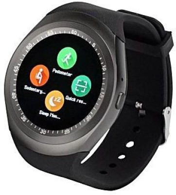 

M-STARK Bluetooth Smart Watch With Camera , Sim Card Support , Round Dial Y1 Smartwatch Compatible With All Android And IOS Smartphones (BLACK) BLACK Smartwatch(Black Strap FREE SIZE)