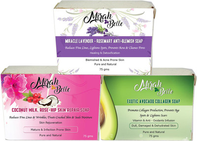 

Mirah Belle Naturals Mature Skin Soaps Set-2 (Each 75g)(225 g, Pack of 3)