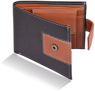 

Shockyfi Men Black Artificial Leather Wallet(3 Card Slots), Black-tan
