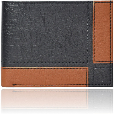 

Death By Color Men Black Artificial Leather Wallet(8 Card Slots), Black-tan