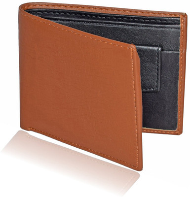 

Bizarre Kraftz Men Tan Genuine Leather Wallet(3 Card Slots), Tan-black