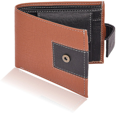 

Accezory Men Tan Artificial Leather Wallet(3 Card Slots), Tan-black