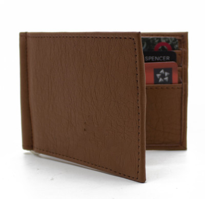 

NIetz Men Tan Genuine Leather Money Clip(6 Card Slots), Brown