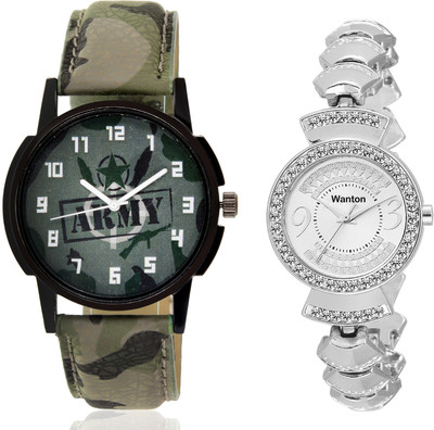 

Wanton SP-Army K-13 Silver fancy diamond watch with green army pattern military sport watch for couple men and women Watch - For Boys & Girls
