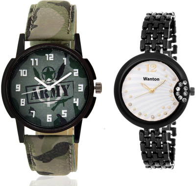 

Wanton SP-Army K-8 Black white fancy dial watch with green army pattern military sport watch for couple men and women Watch - For Boys & Girls