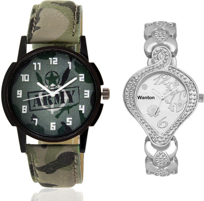 

Wanton K-5 SP-Army Silver diamond fancy shap attractive watch with green army pattern military sport watch for couple men and women Watch - For Boys & Girls