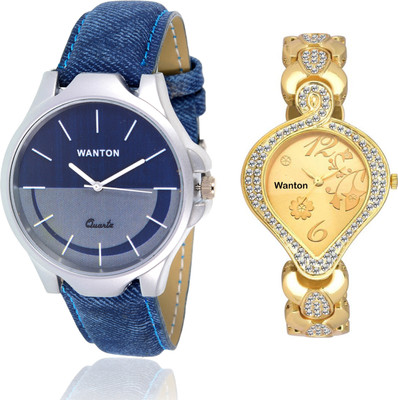 

Wanton K-5 SP-5 Gold Diamond studded attractive watch with Blue multi-color dial attractive watch for couple men and women Watch - For Boys & Girls