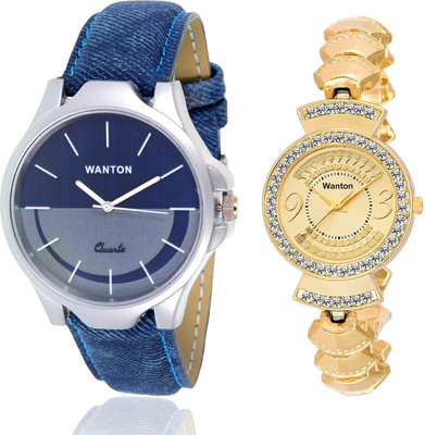 

Wanton SP-5 K-13 Gold fancy diamond watch with Blue multi-color dial attractive watch for couple men and women Watch - For Boys & Girls