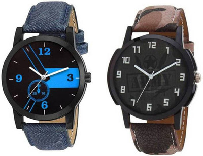 

KNACK KN004NG latest attractive combo of blue and bown army professional watch for Boys and Girls Watch - For Boys