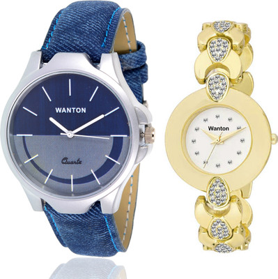 

Wanton SP-5 k-6 gold color round fancy dial watch with Blue multi-color dial attractive watch for couple men and women Watch - For Boys & Girls