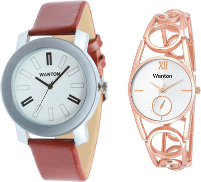 

Wanton SP-3 K-12 Rose Gold ring strap chronograph pattern watch with coper brown strap Silver bare dial professional watch for couple men and women Watch - For Boys & Girls