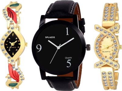 SPLAZOS Girls Analogue Stainless Steel And Leather Multicolor Set Of Three Combo Analog Watch  - For Men & Women