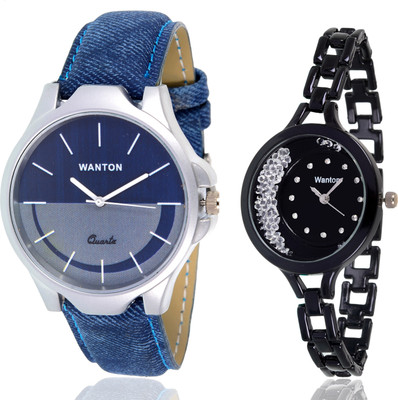 

Wanton SP-5 K-16 Black moving diamond beads in dial watch with Blue multi-color dial attractive watch for couple men and women Watch - For Boys & Girls