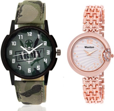 

Wanton SP-Army K-8 Rose gold fancy dial watch with green army pattern military sport watch for couple men and women Watch - For Boys & Girls