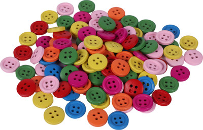 

Vardhman Multicolored wooden buttons, 50 pcs, size 2 x 2 cm, used in Sewing, Dresses ,scrap booking, art & craft, decorations etc.
