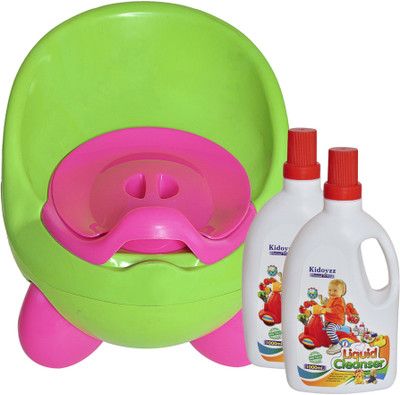 

Kidoyzz Comfortable Potty Trainer Seat Box for Potty Training Seat And 2 Liquid Cleanser for Cleaning Baby Bottle Combo Pack CB59(Multicolor)