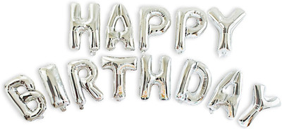 

Arvel Solid Shiny Silver Happy Birthday Foil Balloon Balloon Bouquet(Silver, Pack of 1)