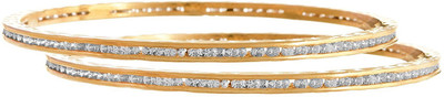 JFL Jewellery for Less Copper Diamond Gold-plated Bangle Set(Pack of 2)